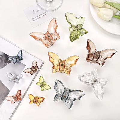 Pinze per Capelli a Forma di Farfalla e Granchio Piccole Mini Trasparenti in Gelatina Solida Fermagli Eleganti per Donna Ragazza Cerchietto Accessori per Capelli alla Moda