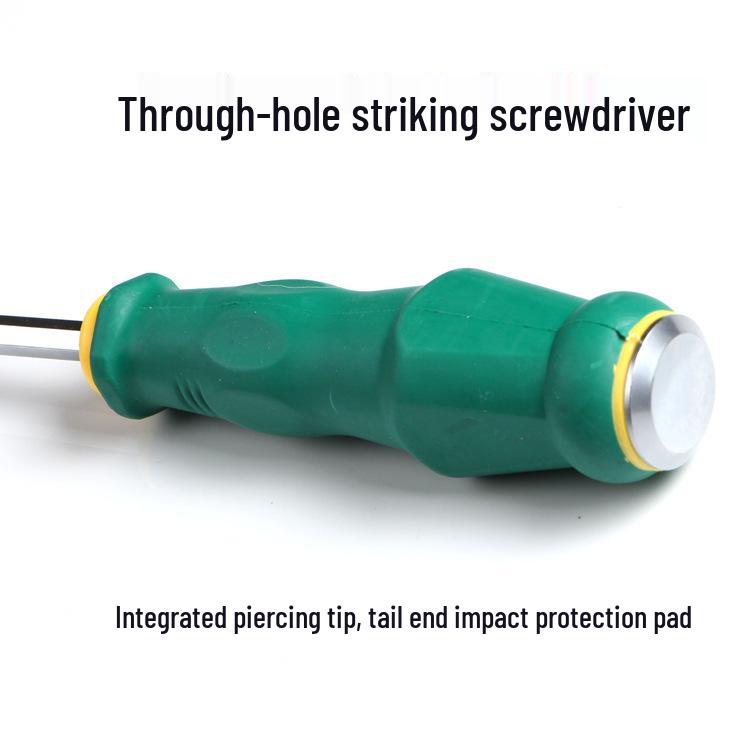 Chrome Vanadium Steel Cross-Shaped Strike-Through Screwdriver with Through-Handle