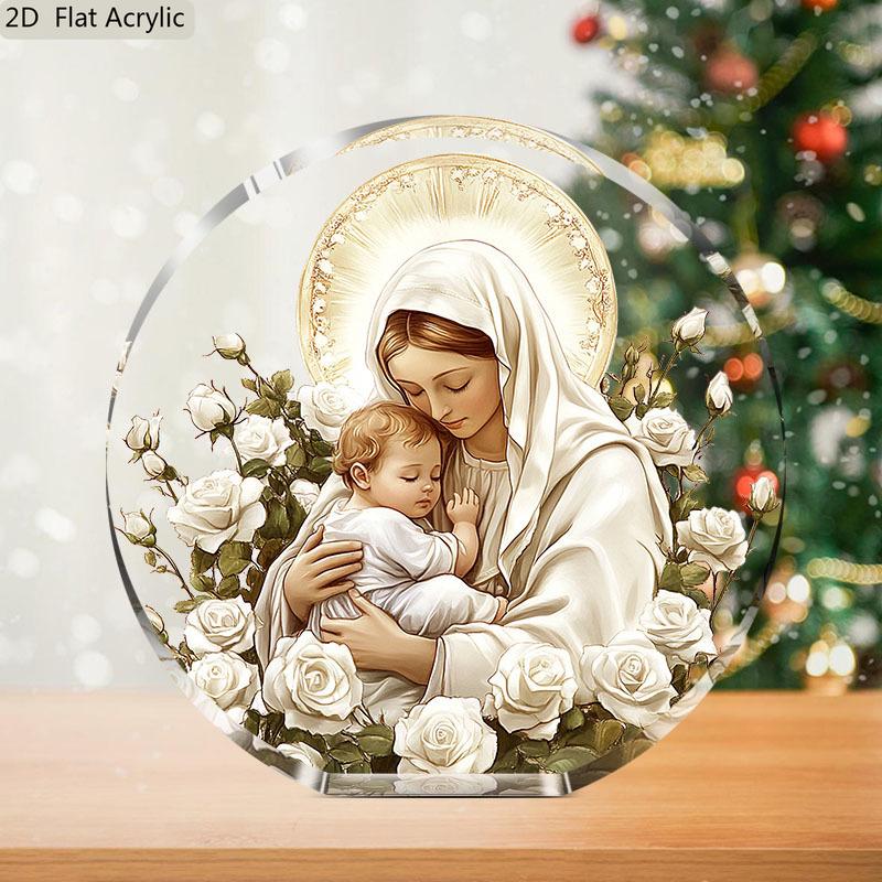 1pc Virgin Mary & -like Nativity Ornament - Holy Family Religious Statue Replica, Christmas Decoration for Home Altar, Desk, or Church Display 10*9.7cm
