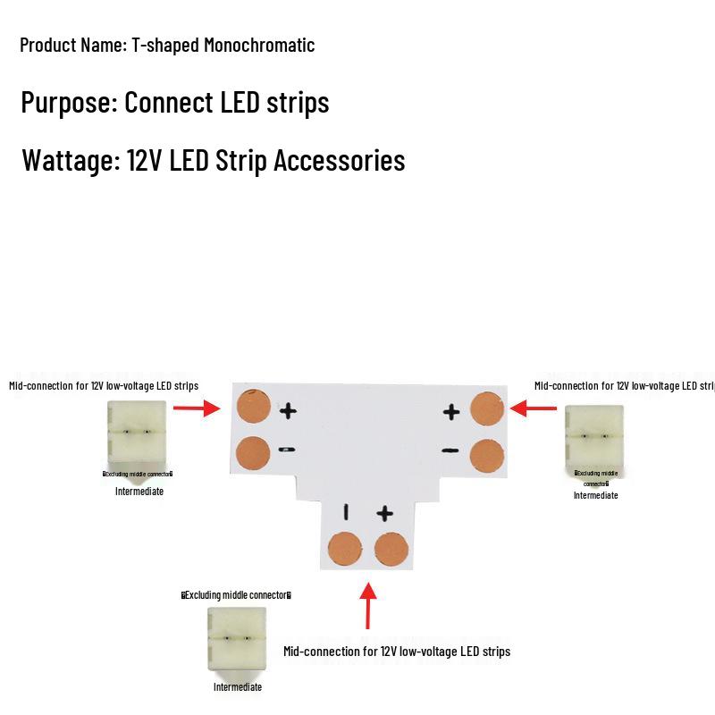 Solderless Connector Cable for LED 3528/5050 Strip Light - Seven-Color Snap, Low Voltage