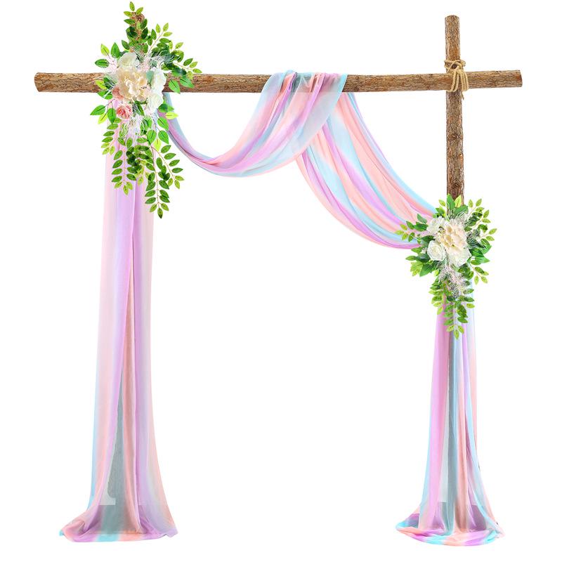 Forest Style Wedding Arch Decoration: Outdoor Lawn Chiffon Gauze Curtains
