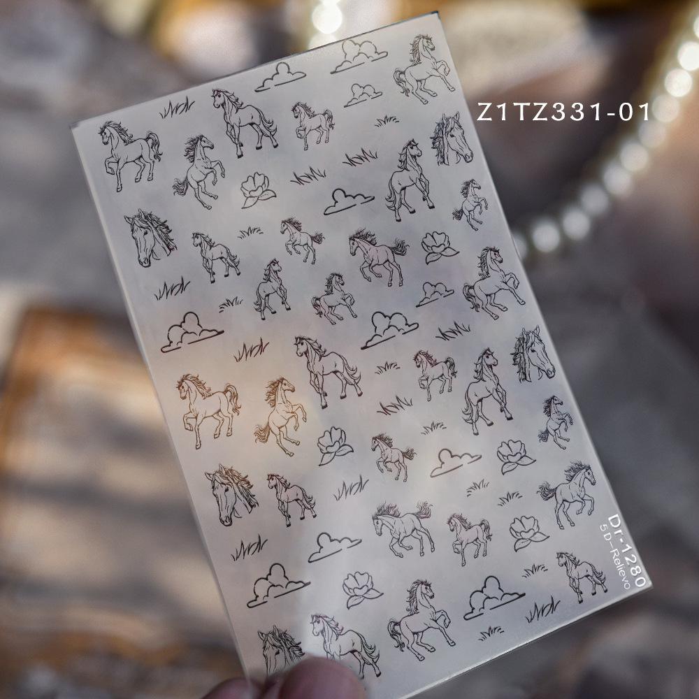 

Year of the Horse Elegant Nail Stickers - Saint Michael Knight Design