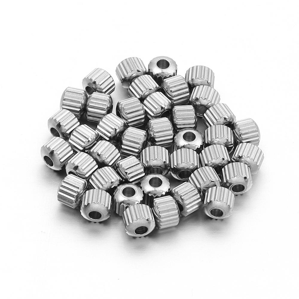 

40pcs/lot 4 6 8mm Stainless Steel Beads Streaks Shape Spacers Loose Round Beads For DIY Jewelry Making Accessories Findings
