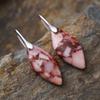 New hot-selling European and American bohemian natural stone leaf pendant earrings retro jewelry
