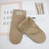 New Winter Warm Women's Sheepskin Gloves Thickened Wool Lined Solid Finger Leather Gloves
