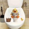 Little Yellow Duck Reading Newspaper Toilet Sticker Waterproof Self Adhesive Bathroom Decor