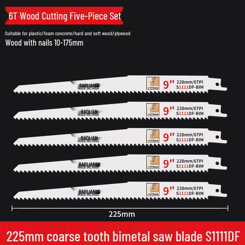 Versatile Reciprocating Saw Blade for Metal, Wood, Plastic & Aluminum with Coarse & Fine Teeth, Extended Jigsaw & Electric Saw Compatibility.