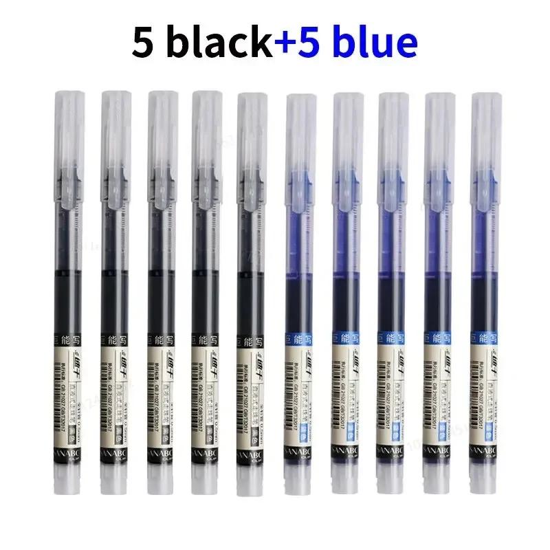 10pcs/set High Quality Needle Type Gel Pens Straight Liquid Ballpoint Pen Kawaii Stationery School Office Accessories 3 colors