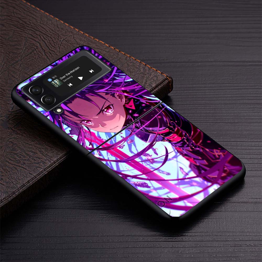 Anime Sword Art Online SAO Phone Case for Samsung Galaxy Z Flip7 Flip6 5G Flip4 Flip5 Flip3 Black Hard Cover Z Flip 7 6 5 4 3 Co
