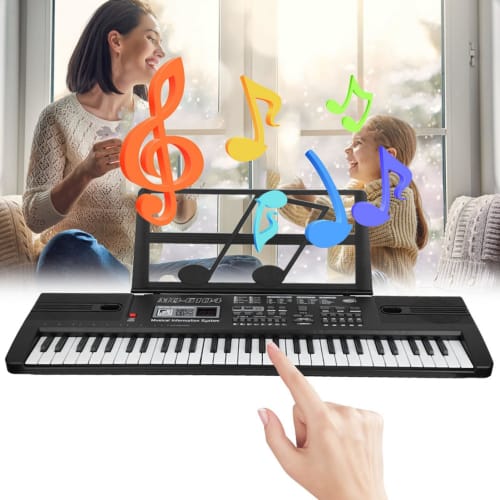 Electronic Piano Keyboard for Kids with Microphone, Dual Power Supply System, Mini-Sized Keyboard, 16 Voices, 8 Percussion Sound Effects, 10 Rhythms,
