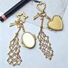 With Mirror Metal Mesh Bag Key Chain Mini Lipstick Cover Key Ring  Travel