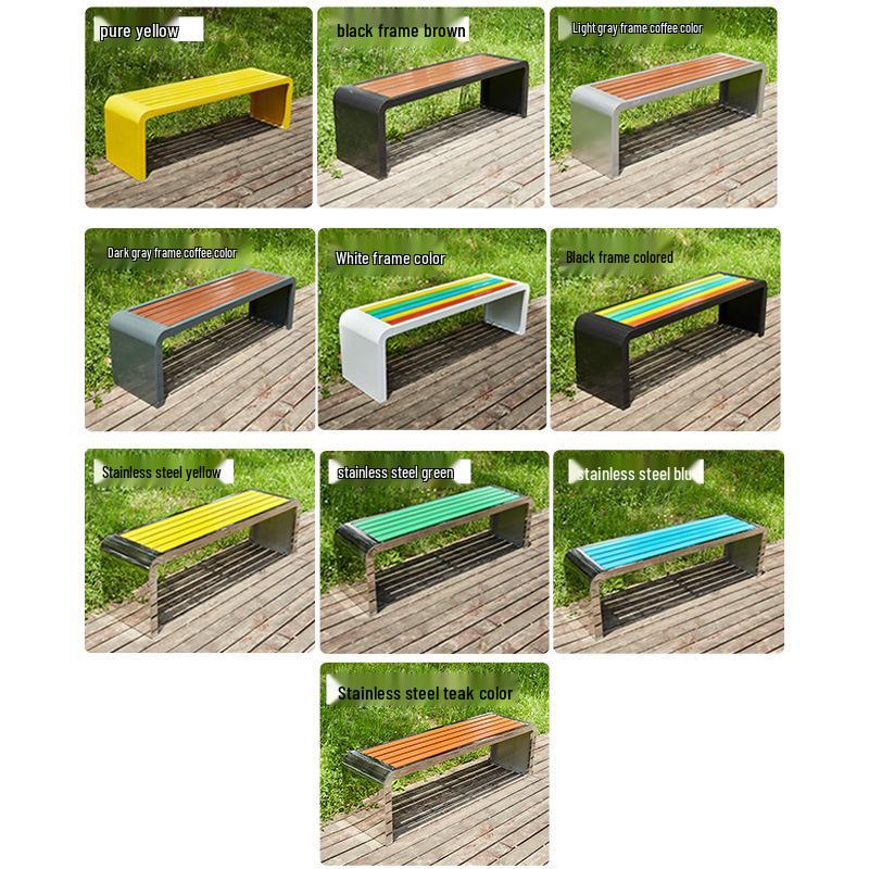 Stainless Steel Outdoor Park Bench with Iron Frame for Leisure Seating