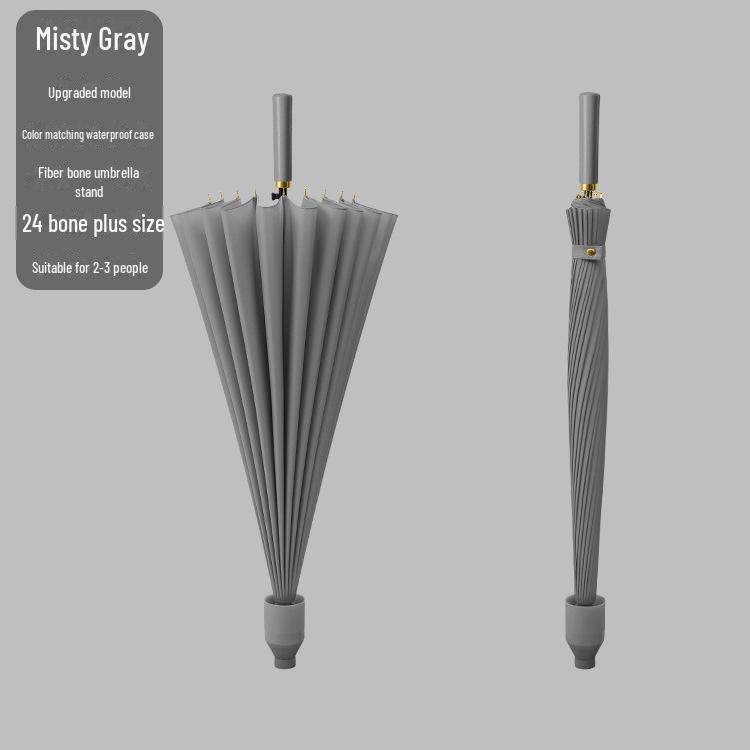 Women's 24-Rib Large Waterproof Umbrella, Wind-Resistant, Sunny/Rainy Use, Car-Mounted with Long Handle