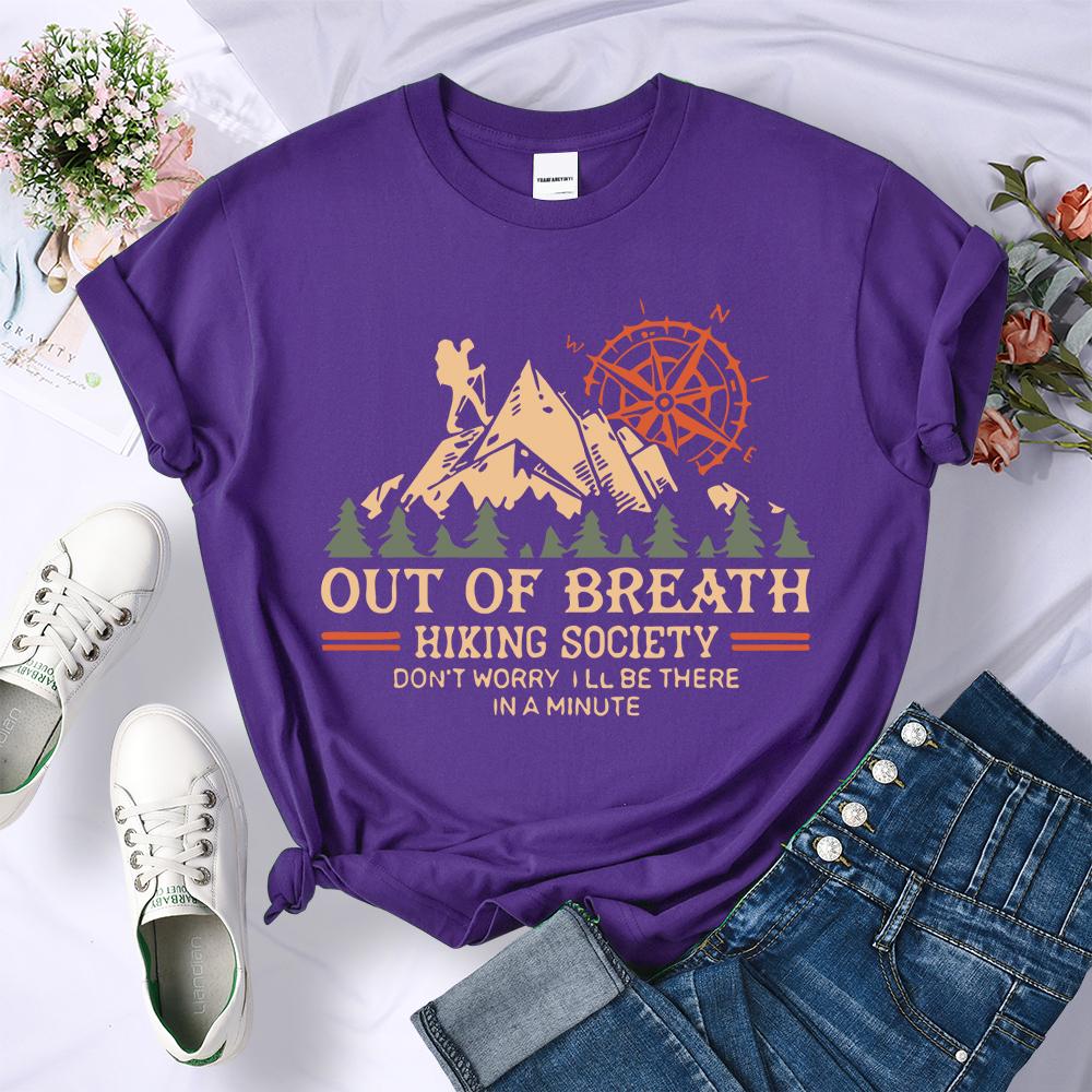 Hiking Society Printing T Shirt Female Summer Fashion Loose Clothes All-Match Street Breathable Short Sleeve Casual Woman Top