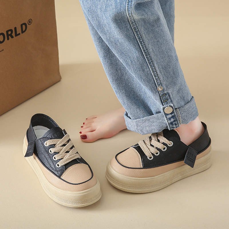 Spring and Autumn new two-wear versatile little white board shoes dissolved muffin platform single shoes casual fashion retro women's shoes