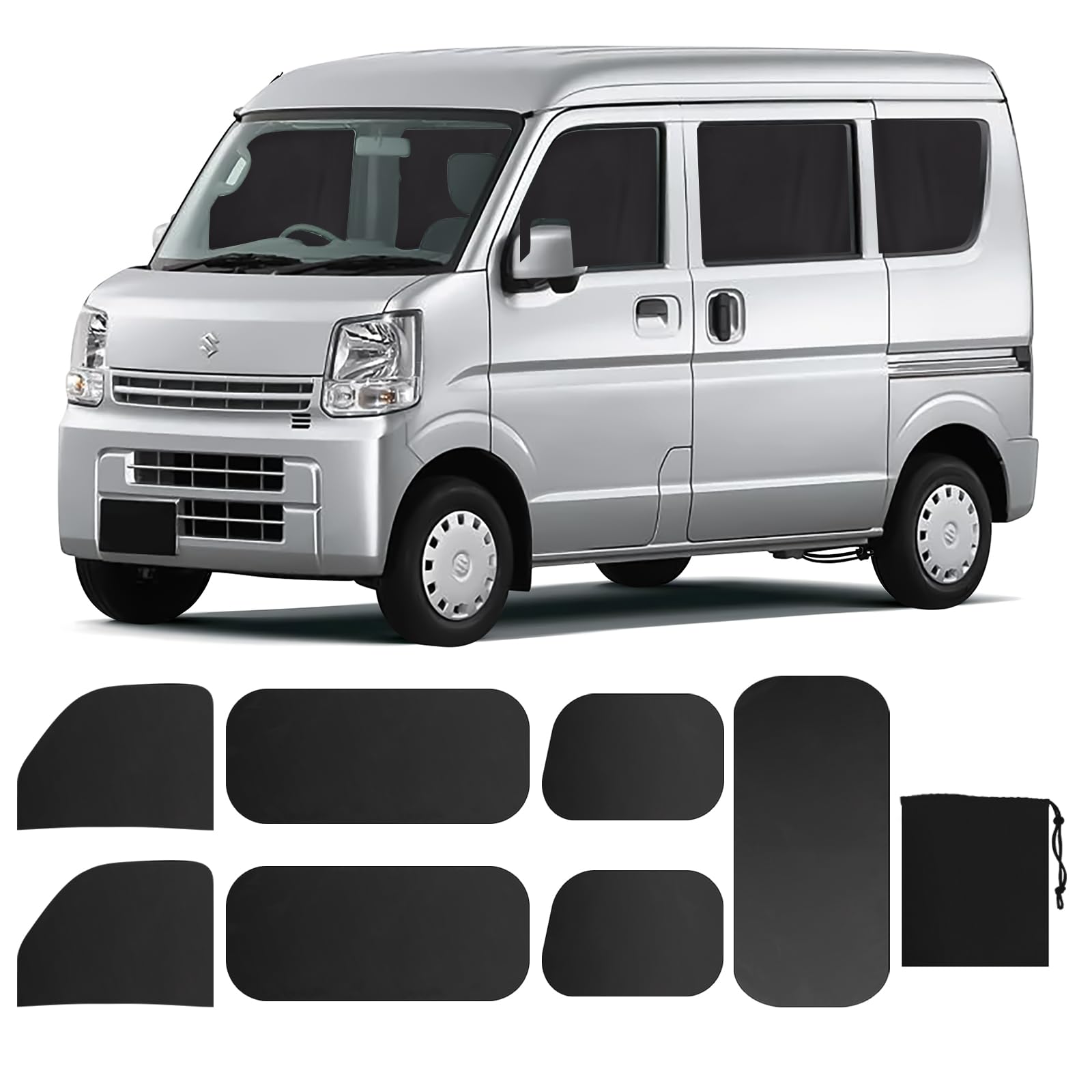 

ZATOOTO Car Curtains for Suzuki Every Magnetic Car Sleeping Set of (DA17V JOIN/PC/PA Limited/PA), Curtains, Blackout, 7, Black, CT111-BK7 чёрный