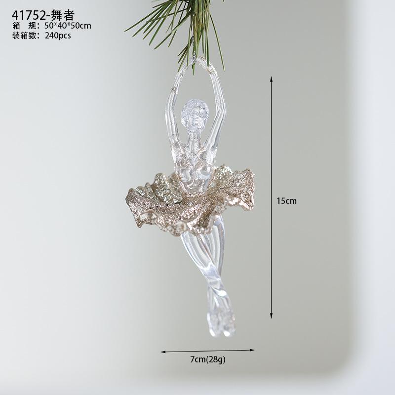 Modern Acrylic Christmas Tree Ornaments Bells Pumpkin Carriage Carousel Ballerina Minimalist Luxury Decor