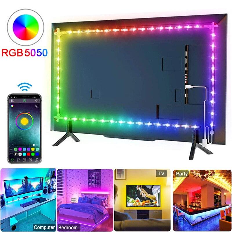 Bande LED Multicolore Pour TV - 1 Mètre, 30 LEDs - Télécommande, 16 Couleurs, 4 Modes - Alimentation USB - Adhésif - Pour Ambiance Home Cinéma