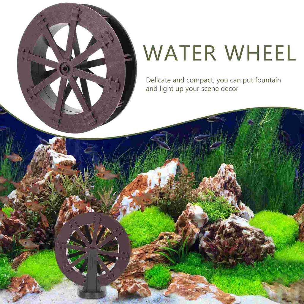 Fountain Wheel Water Fish Tank Accessories Artificial Rockery Rotation Wheels Scene Layout Plastic