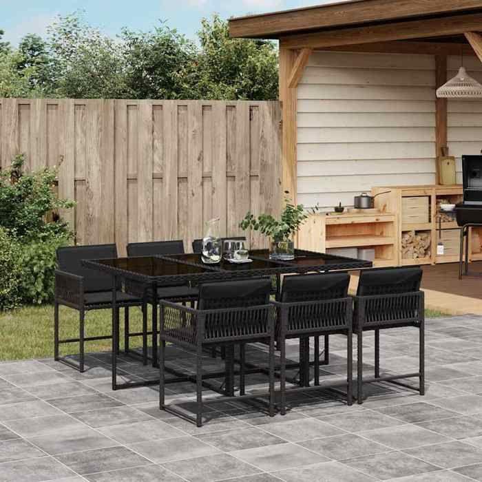 VidaXL 7-Piece Garden Dining Set with Cushions, Table and Folding Back Chairs, Outdoor Patio Furniture 3211447
