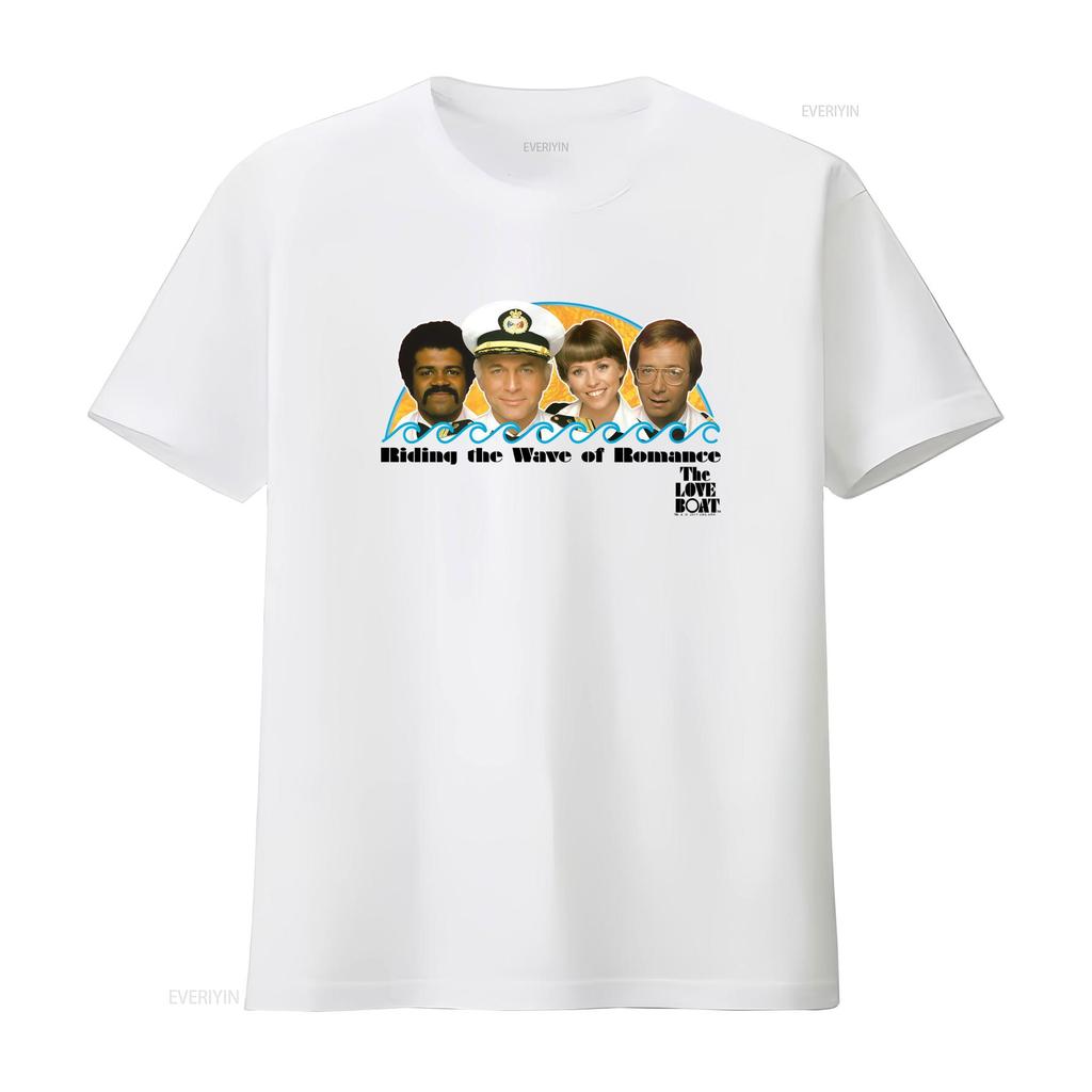 Love Boat Wave Of Romance T Shirt S 2Xl Light Blue Crew Neck  vintage Washed graphic Top For Everyday Wear Casual Unisex homme