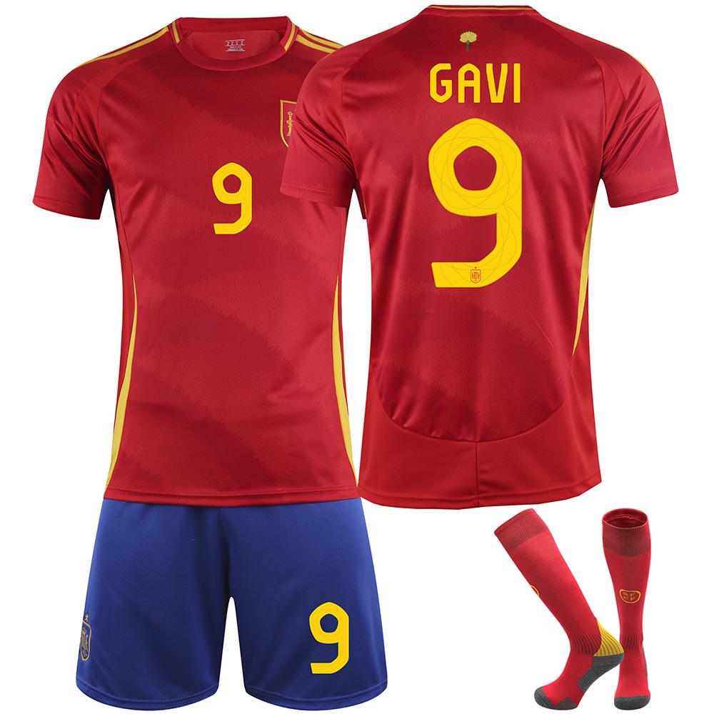 2024 European Cup Spain Home Jersey No. 9 Garvey 20 Pedri 7 Morata 10 Yamal Football Jersey