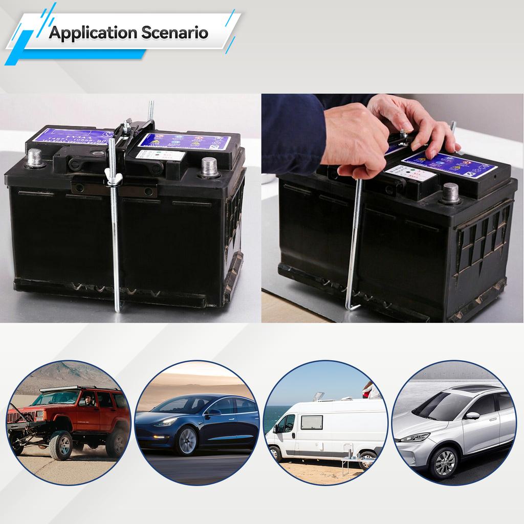 Verstellbare Auto Querträgerhalterung Korrosionsbeständigkeit Querträger Batteriehalter Verdickter Querträger Batterie Ablageregal für Auto SUV