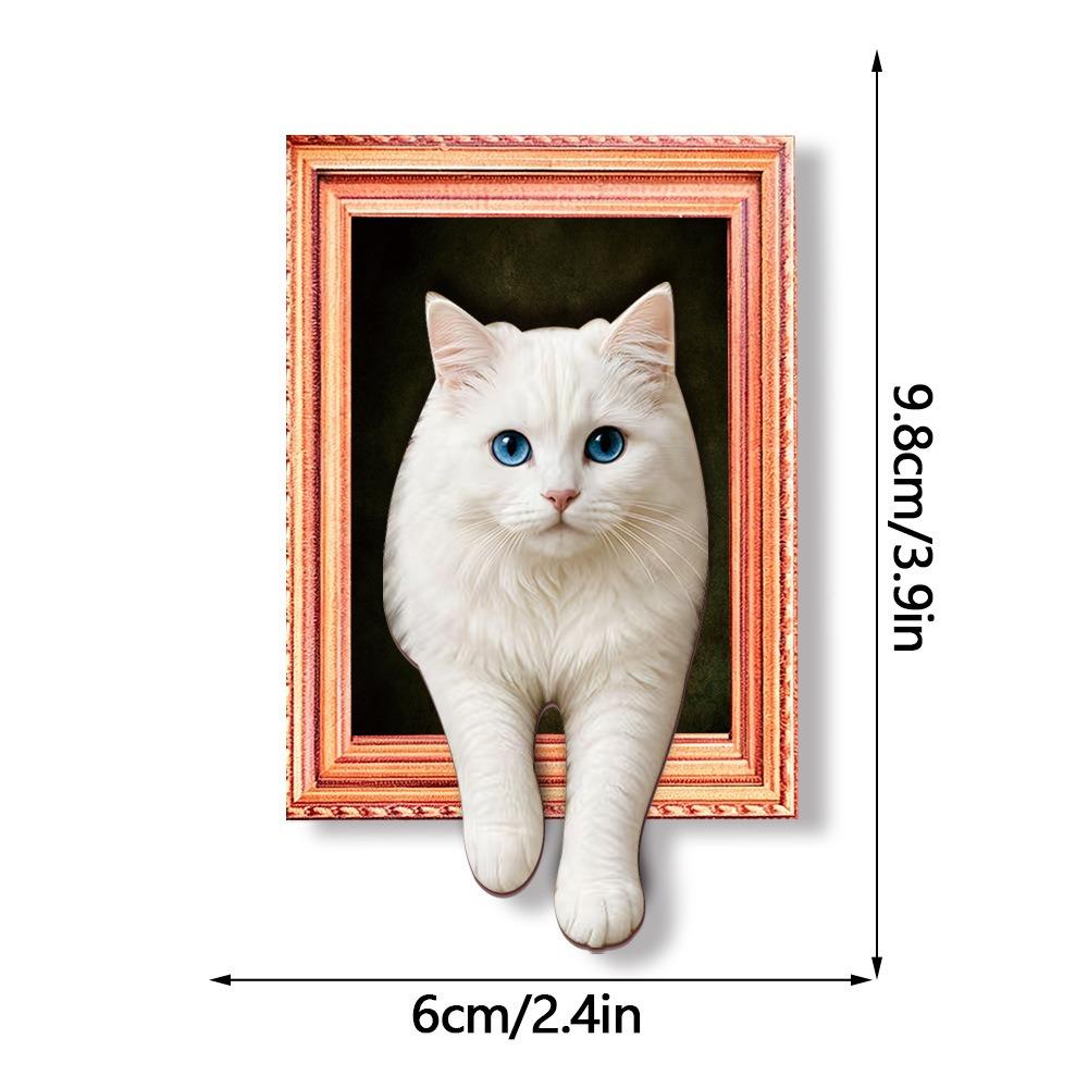 Oil Painting Style Wooden Frame Fridge Magnets 3D Wacky Cat Refrigerator Magnets Home Decoration
