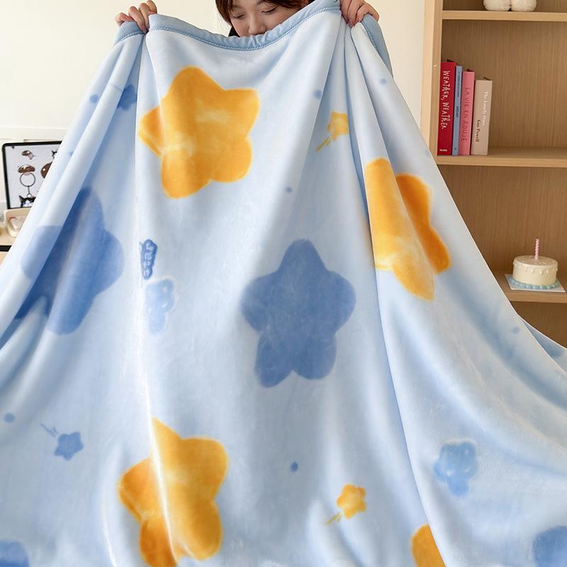 A-Class Double-Sided Printed Milk Velvet Blanket: Thickened Nap & Air Conditioning Sofa Cover