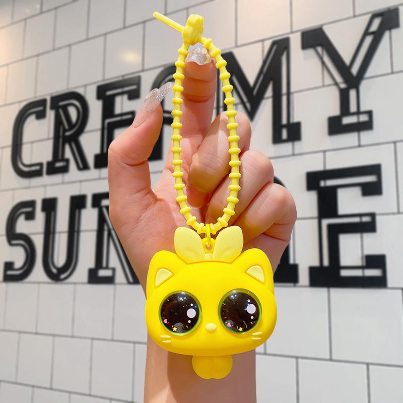 Cartoon Braided Girl Squeeze Eye-popping Decompression Artifact Cute Keychain Pendant Internet Celebrity Decompression Trinket Doll