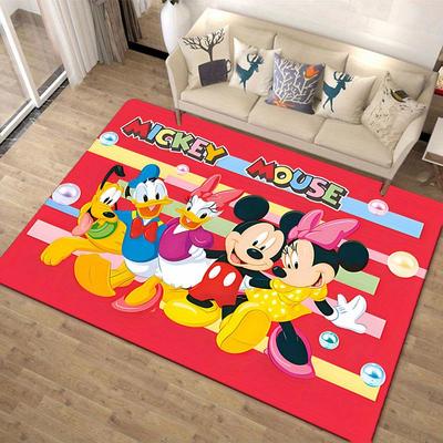 1 Stück Disney Mickey Maus und Minnie Muster Teppich Läufer Rutschfester Teppich Handwaschbar Fußmatte Geeignet für Wohnzimmer Schlafzimmer Heimdekoration