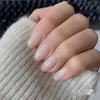 Solid Milky White Mid-length Fake Nails Lightweight and Easy to Stick Fake Nail for Fingernail DIY Decoration