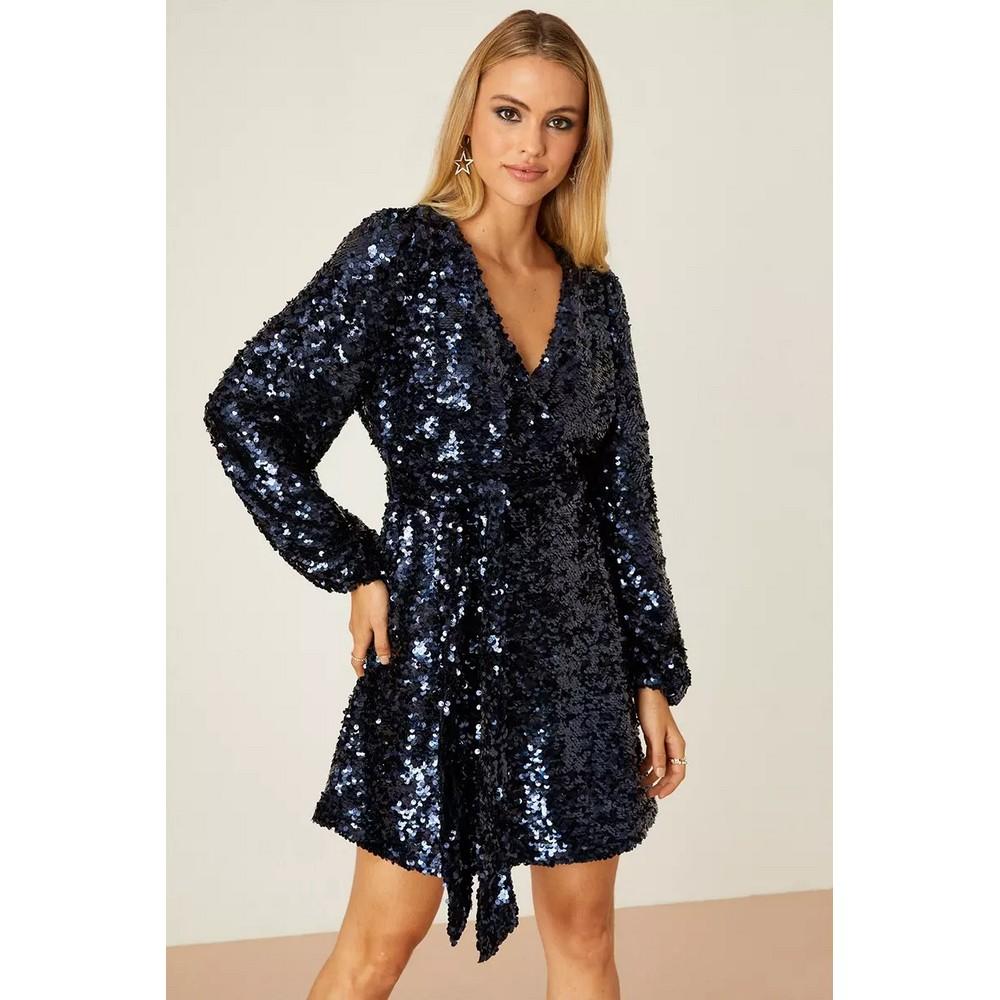 Dorothy Perkins Womens/Ladies Sequin Wrap Mini Dress