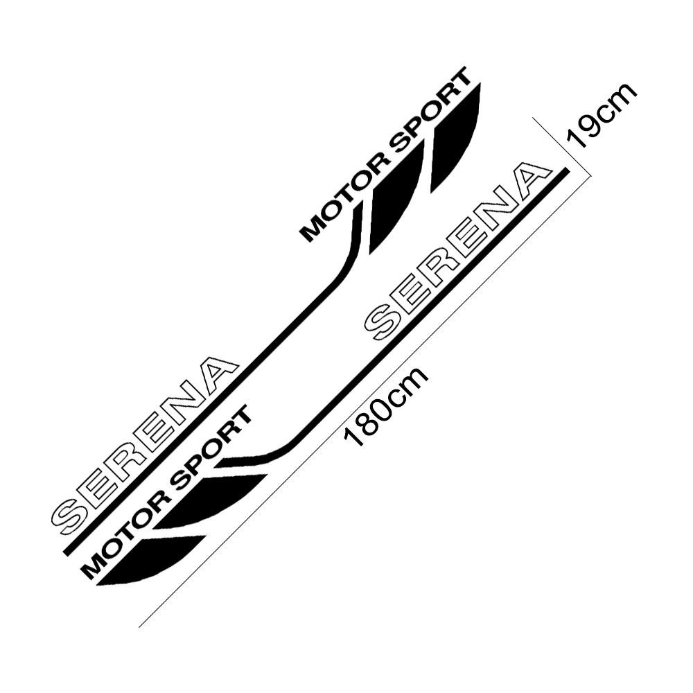 2PCS Car Side Door Stickers For Nissan Serena C23 c25 c26 c27 Long Stripes Motor Sport Graphics Vinyl Decals Tuning