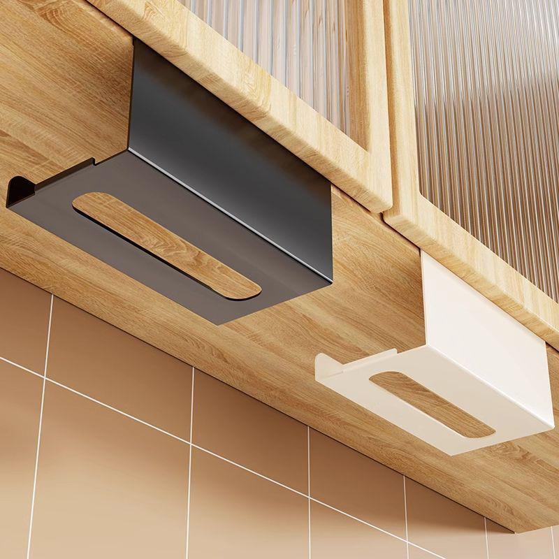 Iron Material Tissue Box Holder Strong Load-Bearing Drill-Free Installation Under Cabinet Holder Paper Towel Holder Kitchen