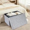 Storage Stool - NETTLIFE - 40×25×25 Cm - Grey - Foldable - Linen Fabric Cover