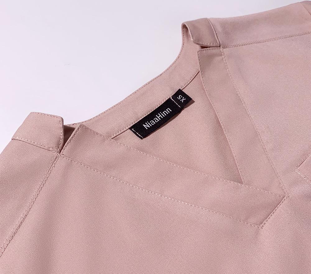 Elastisches V-Ausschnitt Kurzarm Schwesternuniform-Set für Damen - Chirurgischer Schlupfanzug auf Lager