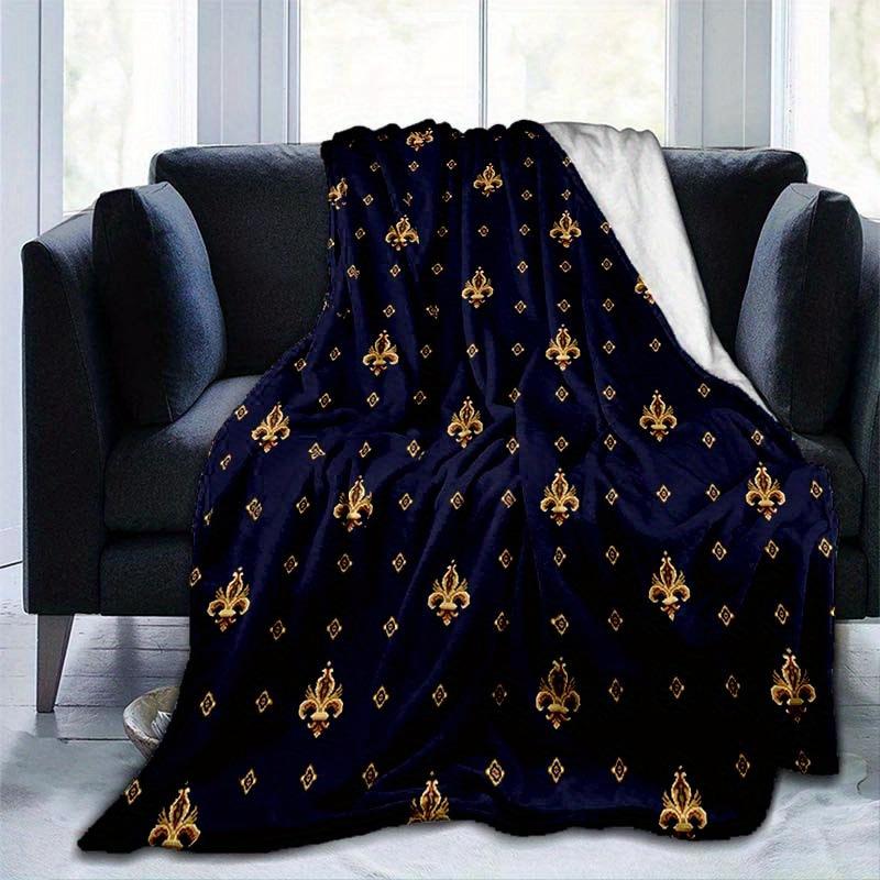 Iris Emblem Muster Decke Königliche Blume und Krone Flanell Decke Sofa Schlafzimmer Dekorative Decke