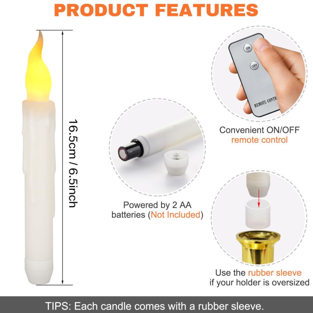 Pack of 12/24pcs LED Floating Taper Candles with Remote Flameless Flickering Hanging Candle Light for Home Christmas Party Decor