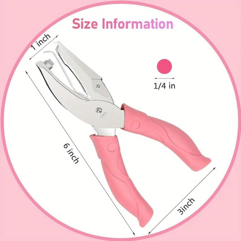 1/2Pcs Handheld Hole Paper Punch Heart/Star/Circle Hole 1/4 Inch Metal Single Hole with Soft-Handled for Tags Clothing Ticket