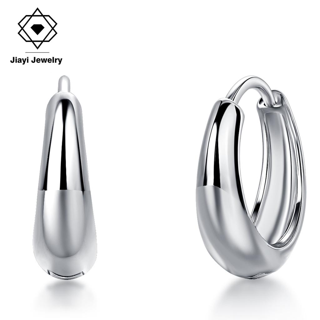 S925 Sterling Silver Minimalist Teardrop Hoop Earrings for Women Simple Smooth Finish Fashion Jewelry
