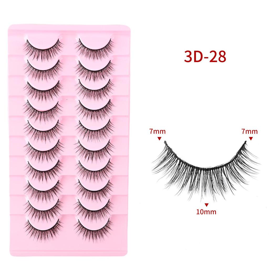 Ten Pairs of 3D Synthetic Fiber False Eyelashes: Bold European and American Style with Thick, Curled Volume