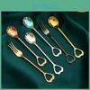 1pc 1pc And Cake Fork Teaspoon Stainless Steel Creative Shell Shape Coffee Spoons Drink Mixing Stirring Spoon Fork Cake Fruit Dessert Forks