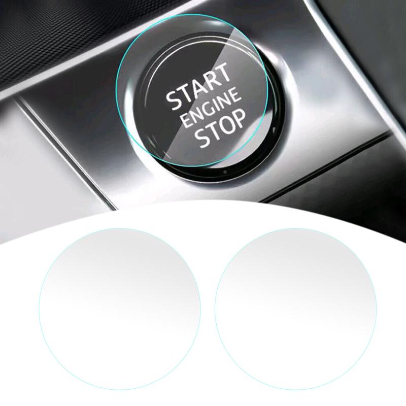 Car Universal 2pcs Transparent Engine Ignition Start Stop Switch Push Button Sticker Cover Trim Invisible Protective Film