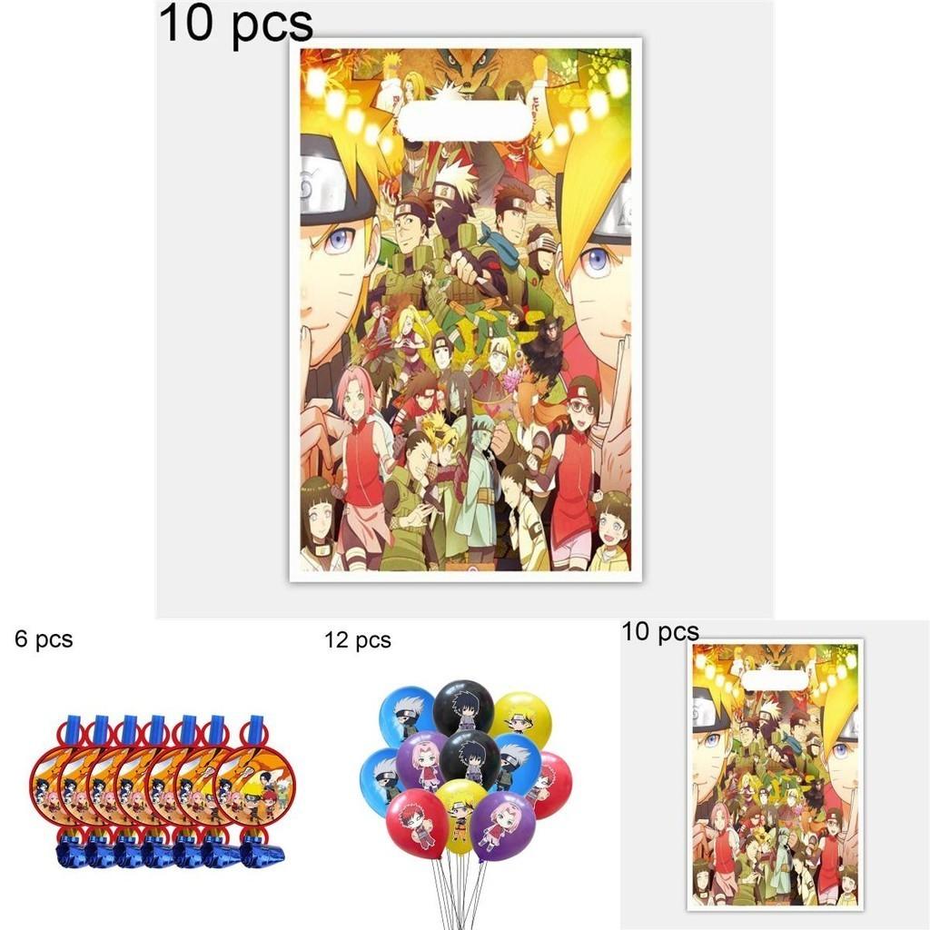 Naruto Ninja Geburtstagsfeier Deko Zubehör mit bunten Luftballons und Tellern