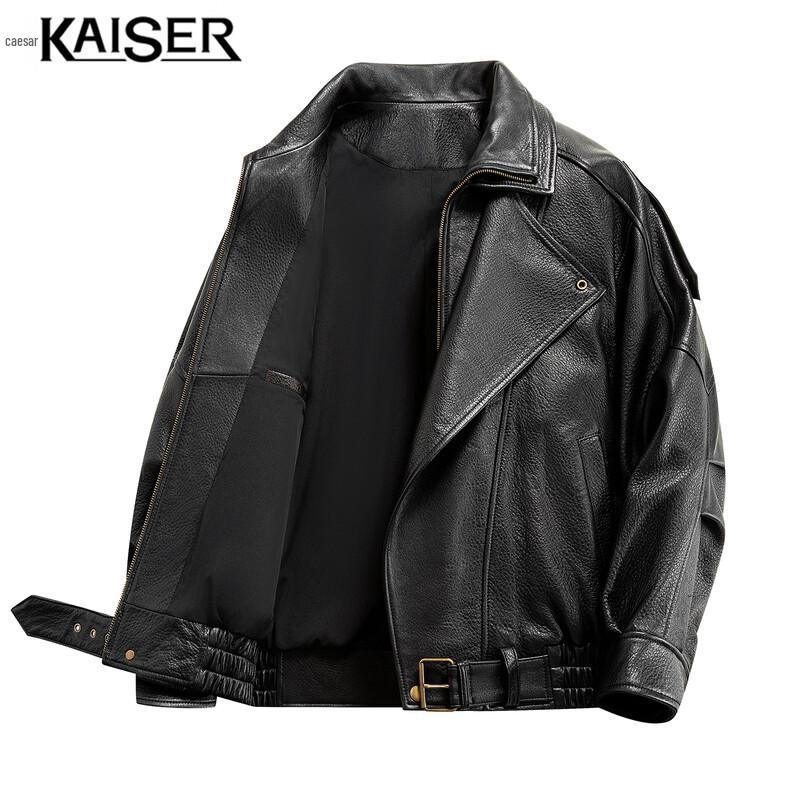 Kaiser Men's Genuine Sheepskin Leather Moto Jacket