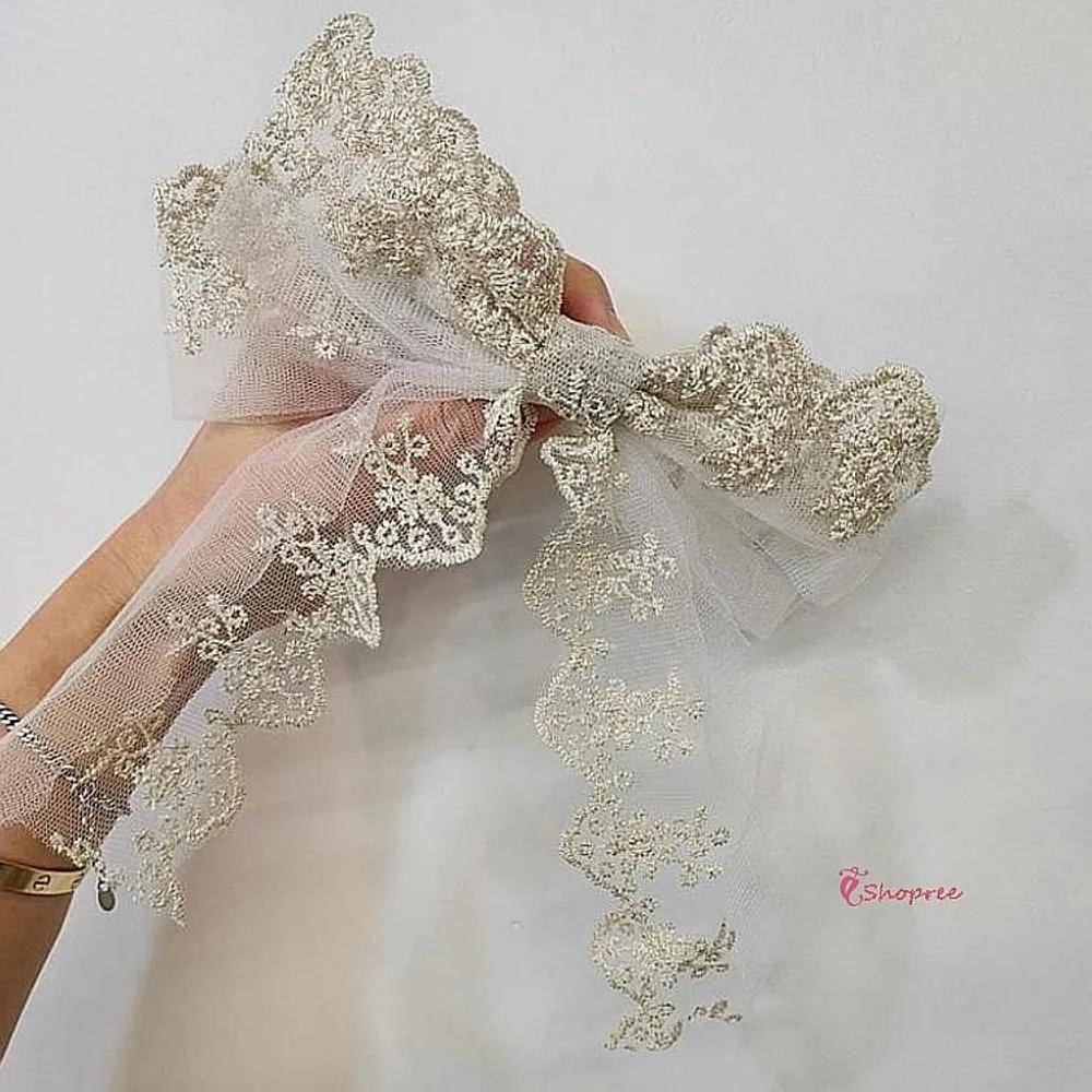 Giant ribbon hairpin, women s giant ribbon pin, female hair clip, giant gold thread self-wedding lace klm221