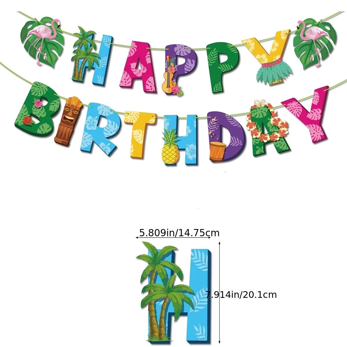 

Hawaiian Party Decorations Happy Birthday Summer Bunting Banner Garlands Luau Tropical Jungle Safari Banners Party Decoration