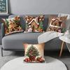 Short Plush Christmas Day Pillowcase Gingerbread Man Throw Pillow Cover  Sofa Decoration