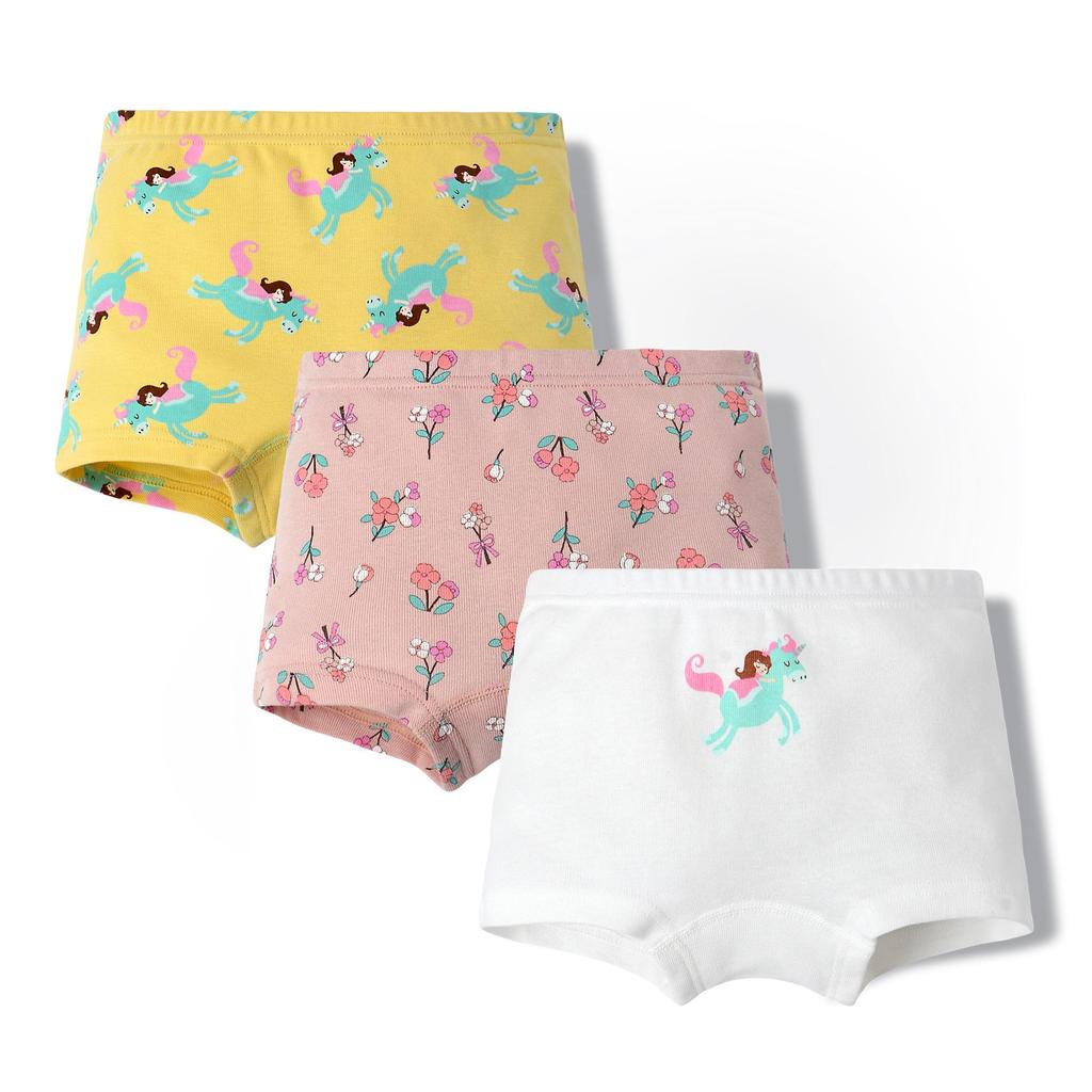 Girls' Pure Cotton Cartoon Boxer Briefs - Breathable School Shorts